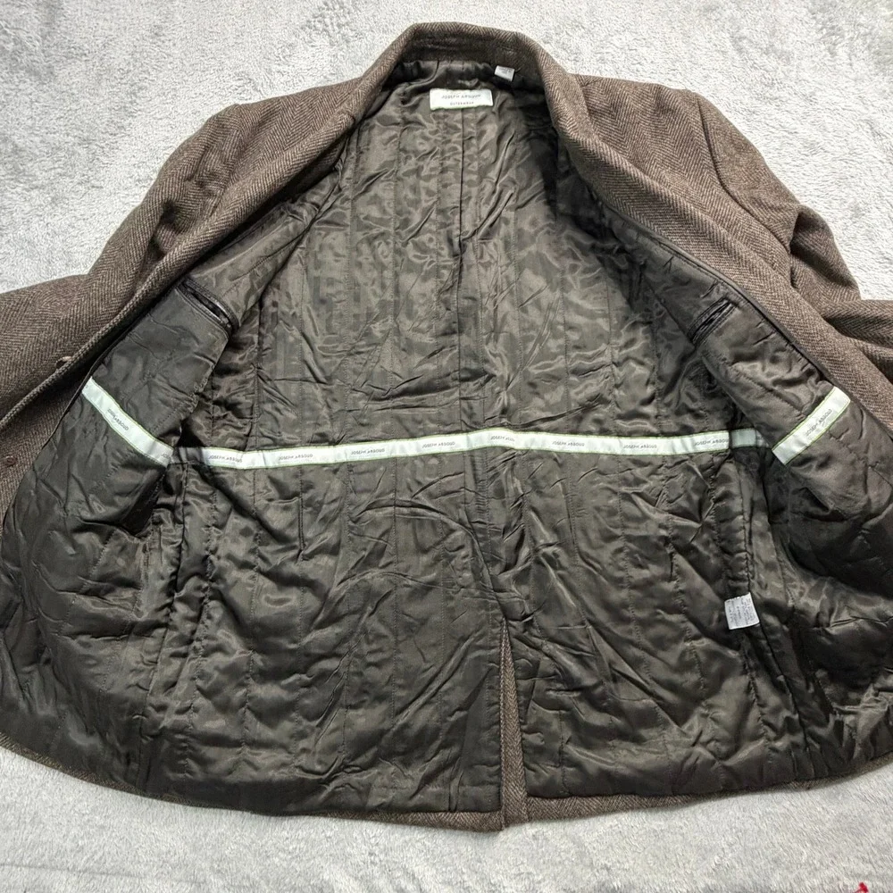 Joseph Abboud Outerwear Mens Large Brown Herringbone 100% Wool Blazer Jacket EUC
